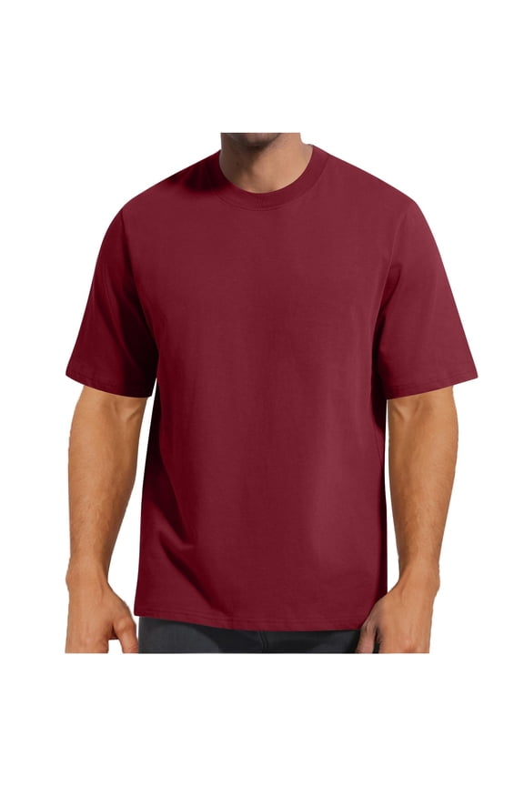 M-4X Plus Size T Shirts for Men Short Sleeve Tees Tops Big & Tall Mens Casual Solid Color Pullover Crewneck Basic Going-Out Loungewear Tshirts Shirt