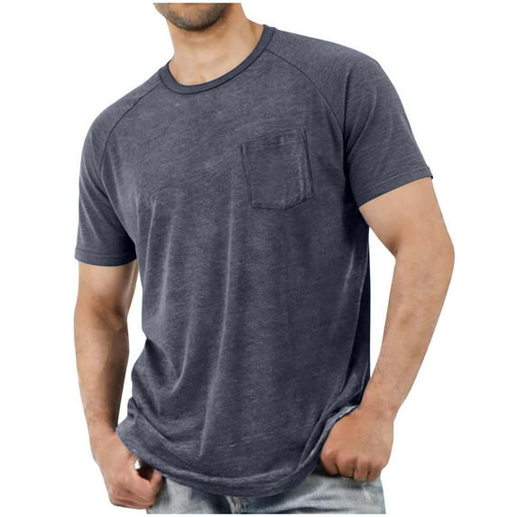 M-4X Plus Size T Shirts for Men with Pocket Big & Tall Short Sleeve Tees Tops Mens Casual Solid Color Pullover Raglan Athletic Workout Tshirts Shirt
