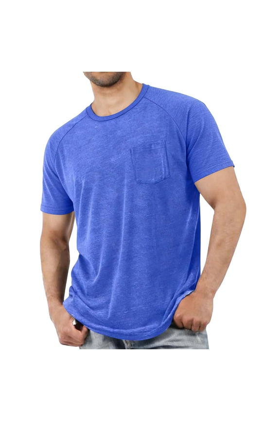 M-4X Plus Size T Shirts for Men with Pocket Big & Tall Short Sleeve Tees Tops Mens Casual Solid Color Pullover Raglan Athletic Workout Tshirts Shirt