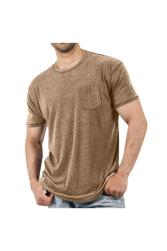 M-4X Plus Size T Shirts for Men with Pocket Big & Tall Short Sleeve Tees Tops Mens Casual Solid Color Pullover Slim Athletic Workout Tshirts Shirt