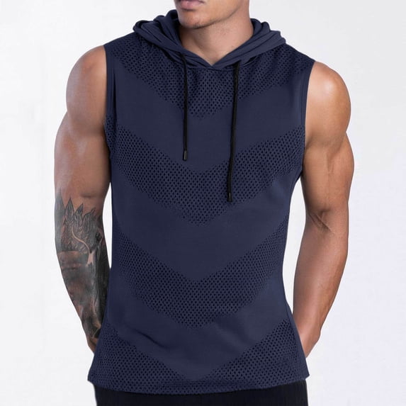 M-4X Plus Size Tank Tops for Men Big & Tall Sleeveless Hoodies Mens Casual Pullover Printed Stretchy Slim Breathable Athletic Workout Tanks Shirts