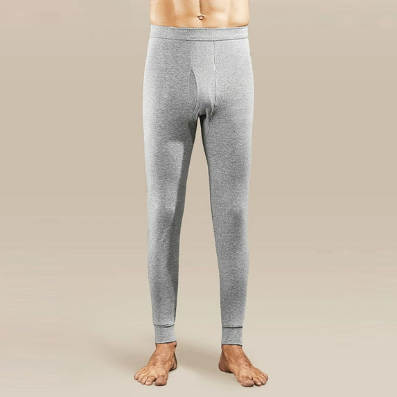 M-4X Plus Size Thermal Underwear Pants for Men Stretchy Slim Leggings Mens Casual Solid Color High Waisted Warm Thermals Tights Pant