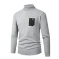 thumbnail image 1 of M-4X Plus Size Turtleneck Sweaters for Men Long Sleeve Big & Tall Sweatshirts Fleece Lined Stretchy Slim Pullover Solid Basic Thermal Warm Sweater, 1 of 4