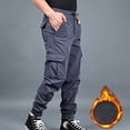 thumbnail image 1 of M-5X Big & Tall Cargo Pants for Men with Multi-Pockets Plus Size Fleece Lined Drawstring Elastic Waist Solid Tapered Leg Hiking Jogging Trousers Pant, 1 of 8