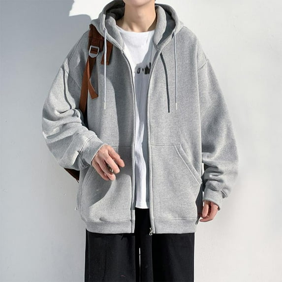 M-5X Big & Tall Jackets for Men Plus Size Zip Up Hoodies with Pockets Mens Solid Color Long Sleeve Fleece Lined Athletic Workout Outerwear Sweatshirts