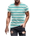 thumbnail image 1 of M-5X Big & Tall Mens Plus Size T Shirts Short Sleeve Crewneck Tees Tops Casual Stripe Printed Pullover Slim Breathable Athletic Workout Tshirts Shirt, 1 of 5