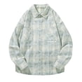 thumbnail image 1 of M-5X Big & Tall Shirts for Men with Pocket Long Sleeve Plus Size Button-Down Shackets T-Shirts Mens Casual Plaid Printed Work T Shirt Tops, 1 of 4