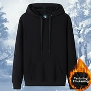 SINPILING M-5X Mens Big & Tall Hoodies with Front Pockets Pullover Plus Size Sweatshirts Fleece Lined Long Sleeve Casual Solid Thermal Warm Slim Hooded Tops