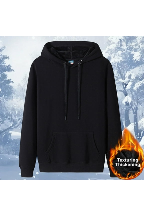 M-5X Mens Big & Tall Hoodies with Front Pockets Pullover Plus Size Sweatshirts Fleece Lined Long Sleeve Casual Solid Thermal Warm Slim Hooded Tops