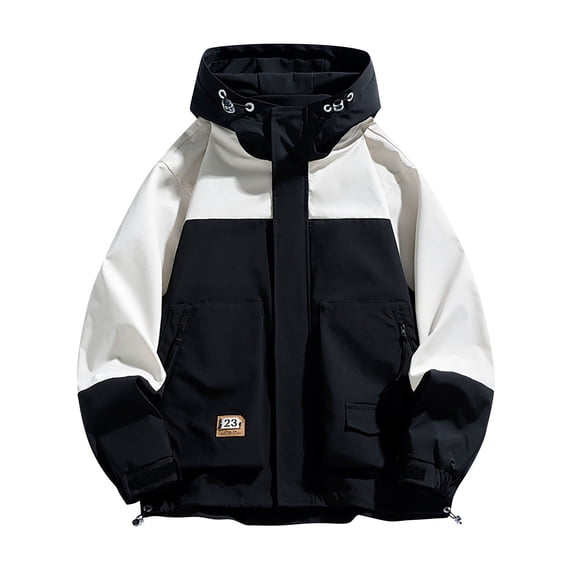 M-5X Mens Big & Tall Jackets with Pockets and Hoodies Plus Size Coats Lightweight Long Sleeve Zip Up Color Block Athletic Hiking Outerwear Coats