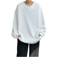 thumbnail image 1 of M-5X Mens Big & Tall Sweatshirts Plus Size Long Sleeve T-Shirts Casual Solid Color Pullover V Neck Comfort Basic Loungewear Tees Tops, 1 of 2