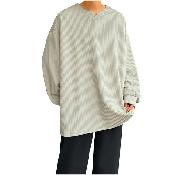M-5X Mens Big & Tall Sweatshirts Plus Size Long Sleeve T-Shirts Casual Solid Color Pullover V Neck Comfort Basic Loungewear Tees Tops