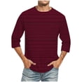 thumbnail image 1 of M-5X Mens Big & Tall T Shirts Plus Size 3/4 Sleeve Crewneck Tshirts Shirt Casual Stripe Printed Pullover Breathable Going-Out Workout Tees Tops, 1 of 4