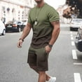 thumbnail image 1 of M-5X Mens Big and Tall Outfits Sets Plus Size 2 Piece Tracksuits Short Sleeve T-Shirts and Shorts Gradient Printed Workout Suits Set, 1 of 5