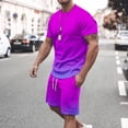 thumbnail image 1 of M-5X Plus Size 2 Piece Outfits Sets for Men Big and Tall Summer Gradient Printed Short Sleeve T-Shirts and Shorts Workout Suits with Pockets, 1 of 5