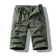 thumbnail image 1 of M-5X Plus Size Cargo Shorts for Men Big and Tall with Pockets and Belt Relaxed Straight Leg Elastic Waist Solid Color Hiking Work Short, 1 of 4