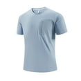 thumbnail image 1 of M-5X Plus Size Cooling T Shirts for Men with Zipper Pocket Big & Tall Short Sleeve Crewneck Stretchy Slim Pullover Basic Athletic Workout Tees Tops, 1 of 7
