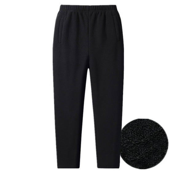 M-5X Plus Size Fleece Sweatpants for Men with Pockets Big & Tall Sherpa Pants Mens Thermal Elastic Waist Tapered Leg Solid Hiking Trousers Pant