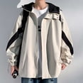 thumbnail image 1 of M-5X Plus Size Jackets for Men Big & Tall Lightweight Windbreaker Coats Casual Long Sleeve Zip Up Color Block Hiking Raincoats with Pockets and Hood, 1 of 6