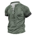 thumbnail image 1 of M-5X Plus Size Mens Big & Tall T Shirts with Drawstring Stand Collared Short Sleeve Tshirts Shirt Vintage Solid Color Pullover Going-Out Tees Tops, 1 of 5