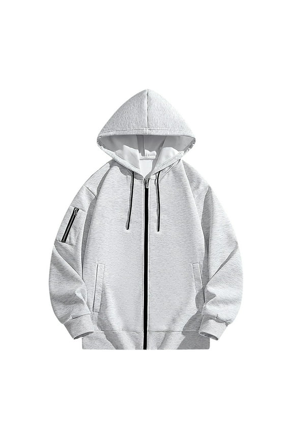 M-5X Plus Size Mens Zip Up Hoodies with Pockets Big & Tall Fleece Lined Sweatshirts Long Sleeve Solid Color Warm Hiking Fall Outerwear Jackets