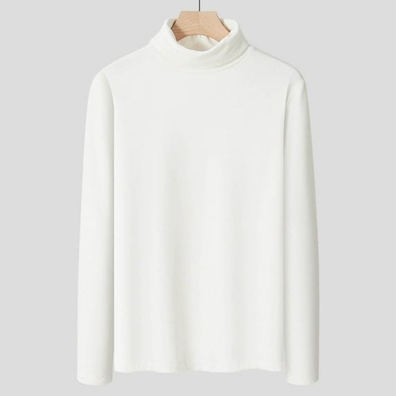 M-5X Plus Size Mock Neck Shirts for Men Long Sleeve Sweatshirts Big & Tall Mens Casual Solid Color Stretchy Slim Pullover Basic Thermal Warm Tops