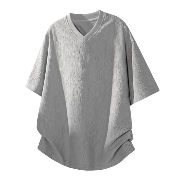 M-5X Plus Size T Shirts for Men Big & Tall Short Sleeve V Neck Tshirts Shirt Mens Casual Solid Color Pullover Slim Going-Out Loungewear Tees Tops