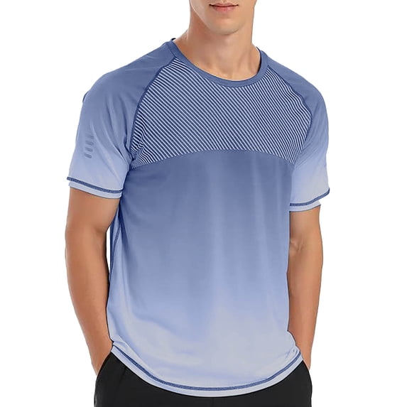 M-5X Plus Size T Shirts for Men Quick-Drying Short Sleeve Crewneck Tees Tops Moisture-Wicking Pullover Gradient Printed Athletic Workout T-Shirts