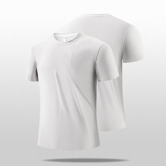 M-5X Plus Size T Shirts for Men with Zipper Pocket Big & Tall Short Sleeve Crewneck Quick-Drying Stretchy Slim Pullover Athletic Workout Tees Tops