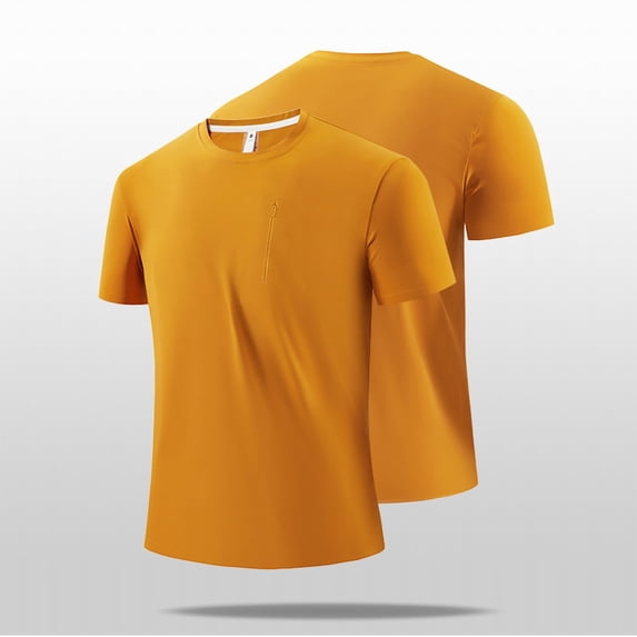 M-5X Plus Size T Shirts for Men with Zipper Pocket Big & Tall Short Sleeve Crewneck Quick-Drying Stretchy Slim Pullover Athletic Workout Tees Tops