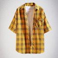 thumbnail image 1 of M-5X Short Sleeve Shirts for Men Plus Size Button-Down Collar Tshirts Shirt Big & Tall Casual Plaid Printed Going Out Tees Tops with Pocket, 1 of 5
