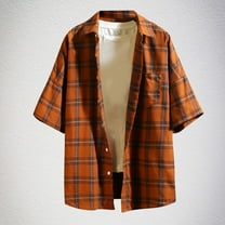 M-5X Short Sleeve Shirts for Men Plus Size Button-Down Collar Tshirts Shirt Big & Tall Casual Plaid Printed Going Out Tees Tops with Pocket