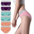 thumbnail image 1 of M-5X Underwear Womens Plus Size 6 Pack Cotton Strethcy High Rise Panties Ladies Casual Color Block Comfort Full-Cut Hipsters Briefs, 1 of 2