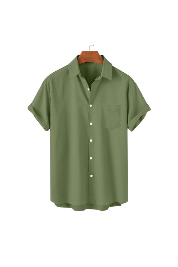 M-5XL Big and Tall Shirts for Men Plus Size Short Sleeve Button-Down Tshirts Shirt Casual Solid Lightweight Comfort Collared Tops with Pocket