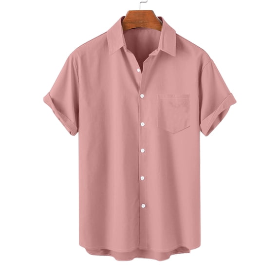 M-5XL Big and Tall Shirts for Men Plus Size Short Sleeve Button-Down Tshirts Shirt Casual Solid Lightweight Comfort Collared Tops with Pocket