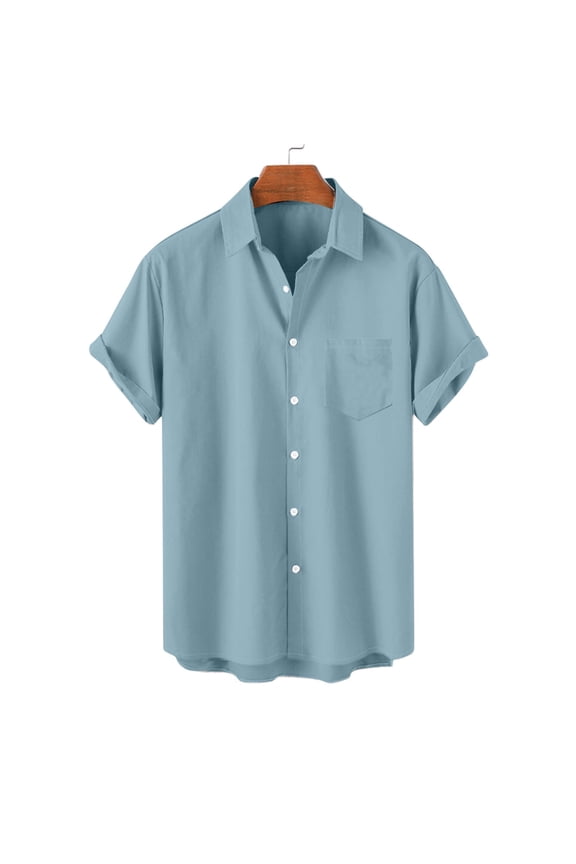 M-5XL Big and Tall Shirts for Men Plus Size Short Sleeve Button-Down Tshirts Shirt Casual Solid Lightweight Comfort Collared Tops with Pocket