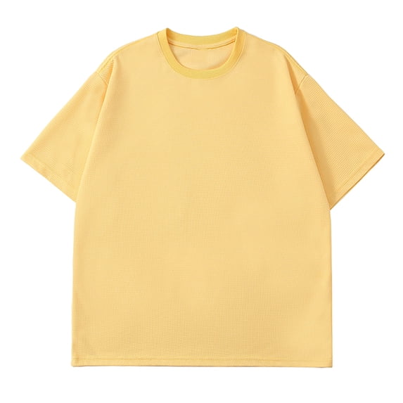 M-5XL Mens Waffleknit T Shirts Big & Tall Short Sleeve Crewneck Tees Tops Plus Size Casual Solid Comfort Pullover Basic Tshirts Shirt