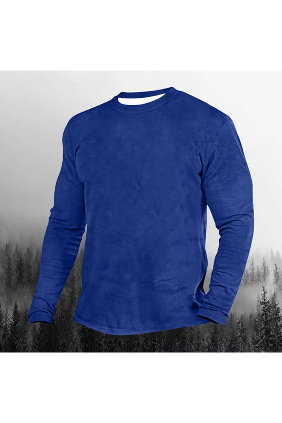 M-5XL Tshirts Mens Big and Tall Casual Long Sleeve Crew Neck Pullover Shirts Plus Size Basic Solid Comfort Slim Loungewear Tees Tops