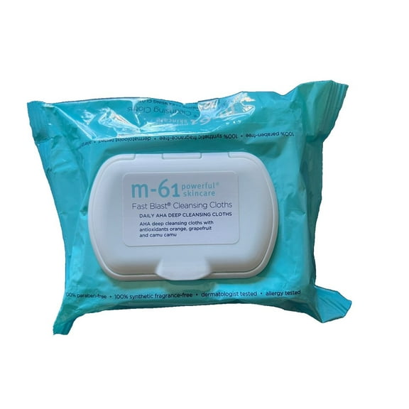 M-61 Fast Blast Cleansing Cloths- 30 Treatments- Daily AHA deep cleansing cloths with antioxidants orange & camu camu