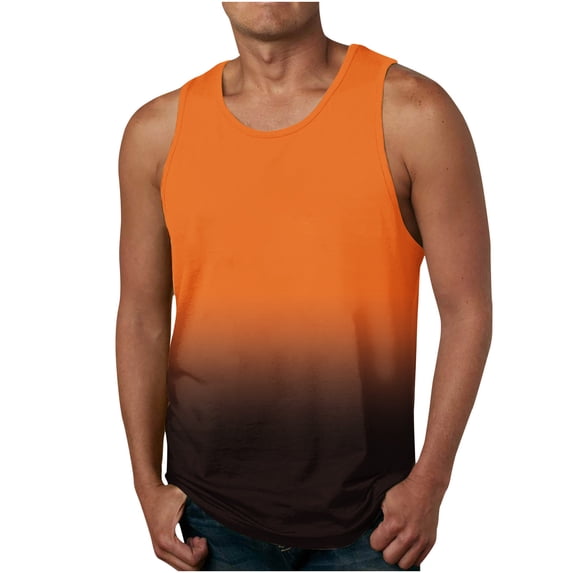 M-6X Plus Size Mens Big & Tall Tank Tops Sleeveless Crewneck Beach Shirts Casual Gradient Printed Pullover Breathable Athletic Workout Running Vests