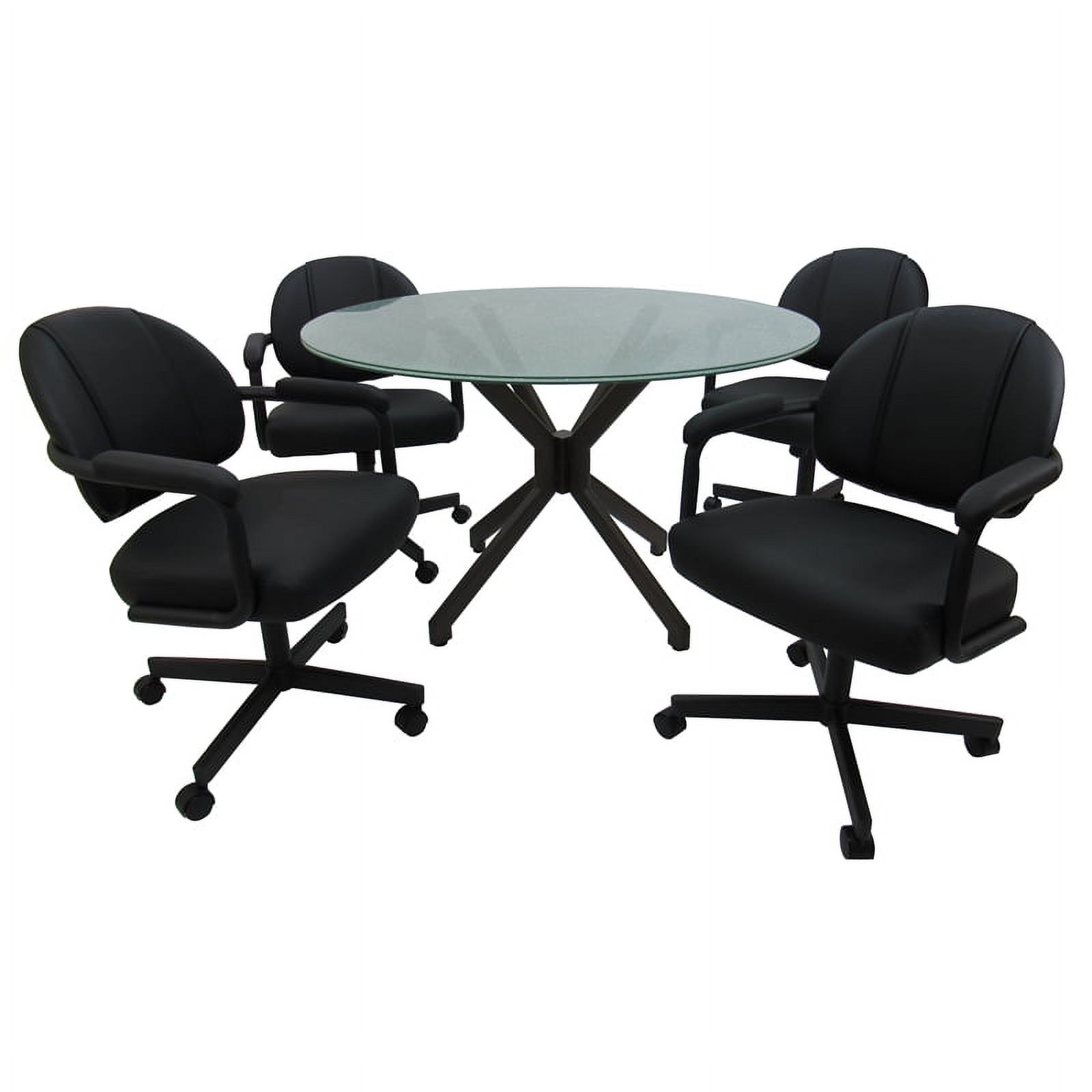 M70 Swivel Metal Caster Chairs Crackle Glass Black Vinyl