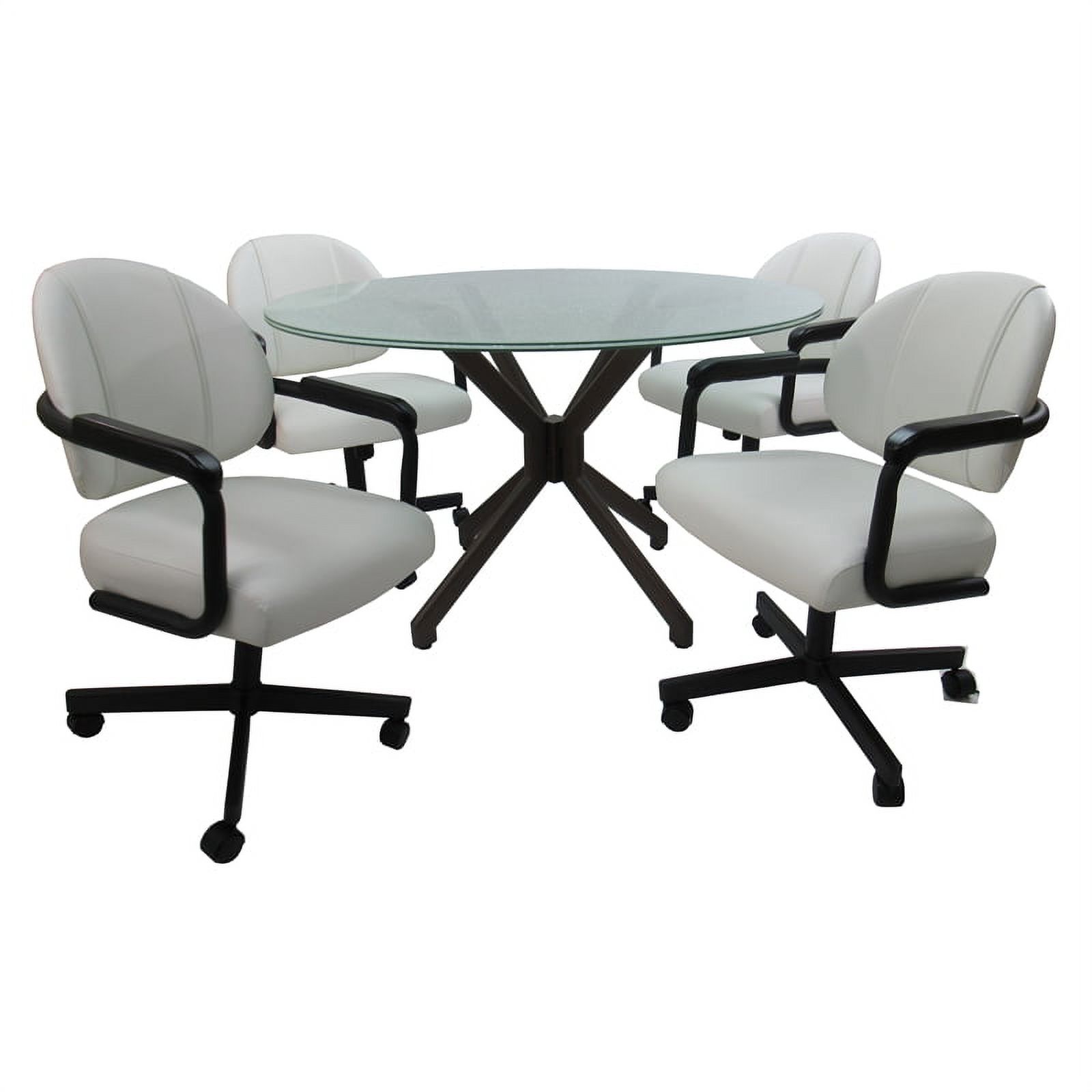 M70 Swivel Metal Caster Chairs Crackle Glass White Vinyl