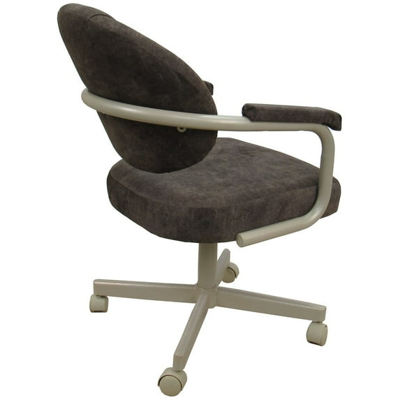 M-70 Swivel Metal Dining Caster Chair - Outlier Ash Brown Fabric - Beige Frame