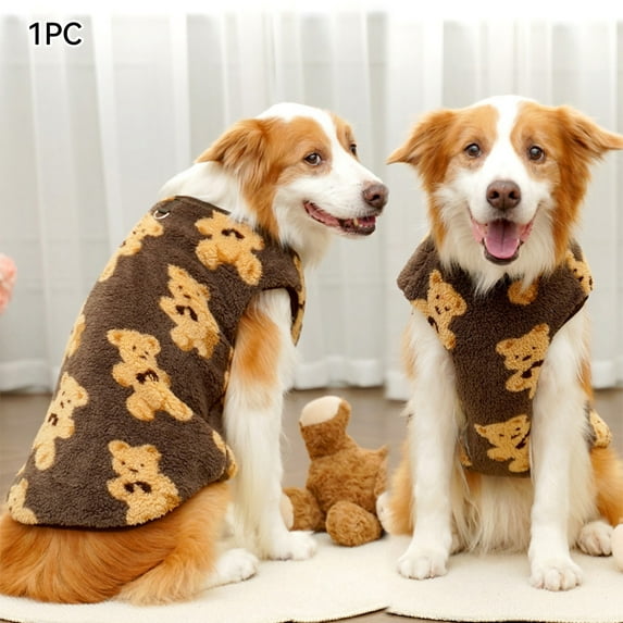 M-7XL Pet Warm Flannel Clothes Winter Dog Cat Coat Pet Clothes 5-35kg Bichon French Bulldog Clothes Pajamas,3XL,Brown Bear