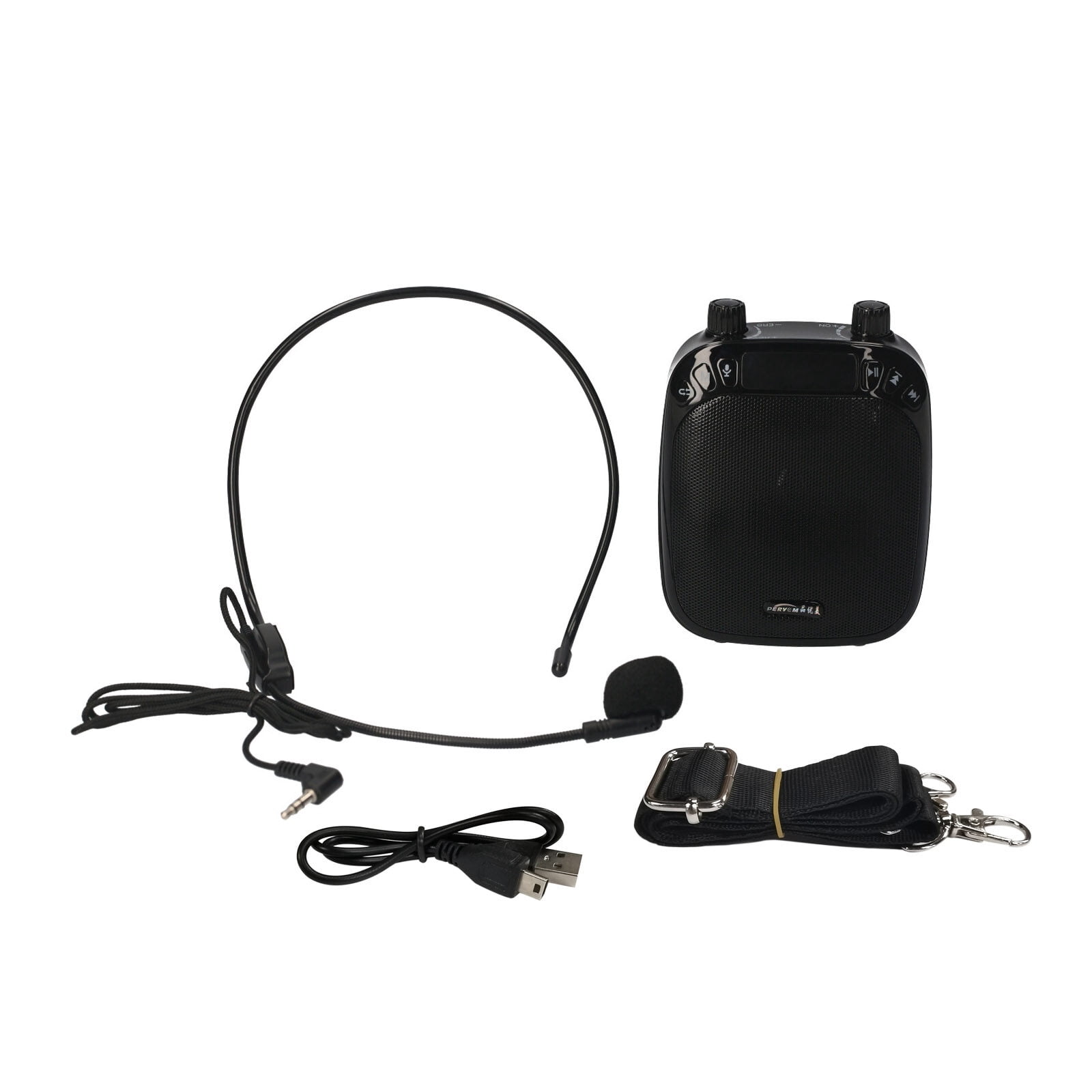 M-88 Voice Amplifier with Wired Microphone Rechargeable Magaphone with Waistband BT AUX IN TF Card U Disk Music Player for Teaching Singing Tour Guide Presentation Training