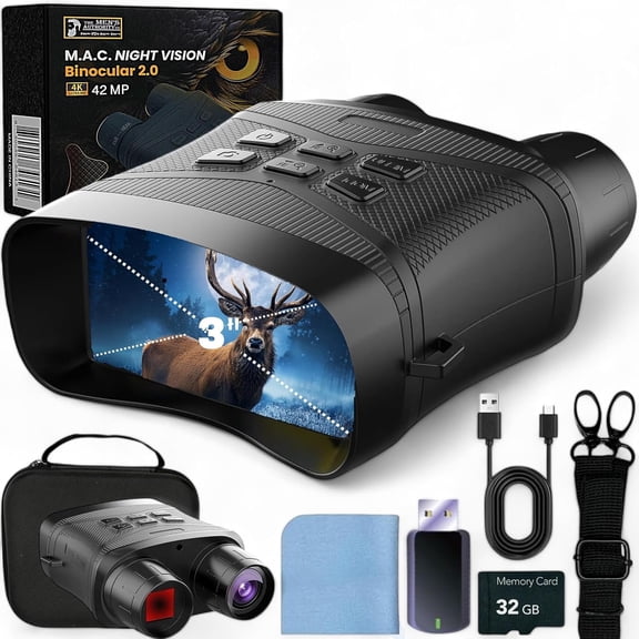 M. A. C.(R) Night Vision Goggles - 4K   Night Vision Binoculars with 5X Digital Zoom, 3" Screen,   (Black)