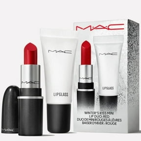 M.A.C Winters Kiss Mini Lip Duo - Red - Mini Retro Matte Lipstick Ruby Wood and Mini Lipglass Clear.