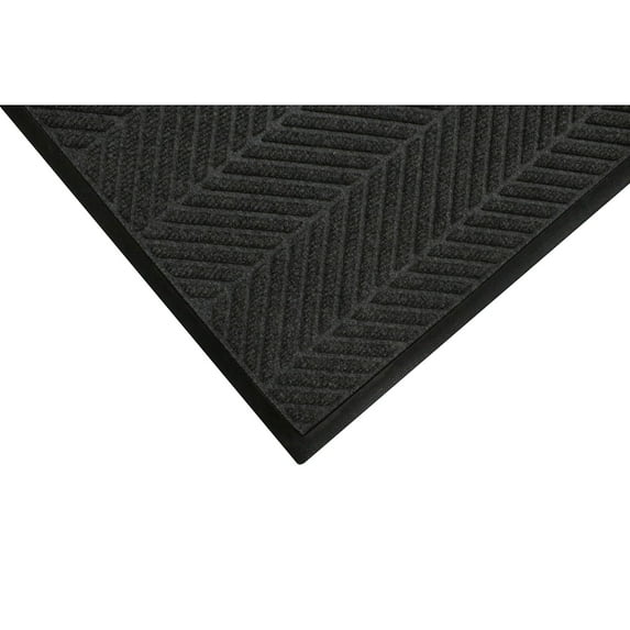 M + A Matting M+A Matting WaterHog Max Herringbone Classic Mat Universal Cleated 2' x 3' Black Smoke