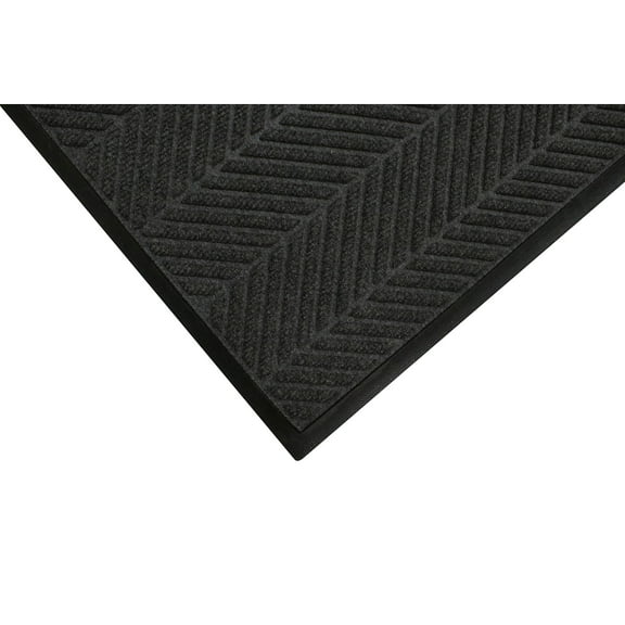 M+A Matting WaterHog Floor Mat, Max Herringbone, 4' x 6', Black Smoke