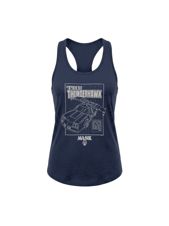 The Thunder Hawk Sport Car Jet Outline Juniors Tank Top (Midnight Navy, XS-XXL)